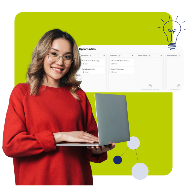 Una ragazza che utilizza un sistema CRM dal suo computer