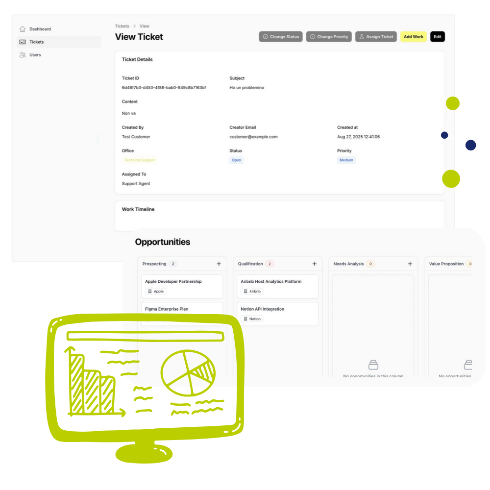 Screenshot del CRM BeCloud di JTP Informatica