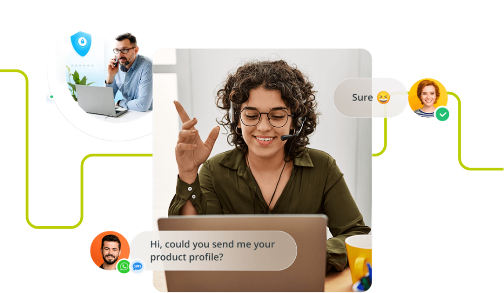 Ragazza che utilizza il voip per comunicare in azienda