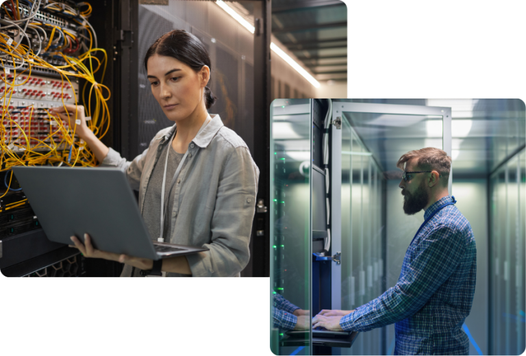 Due persone verificano i sistemi informatici